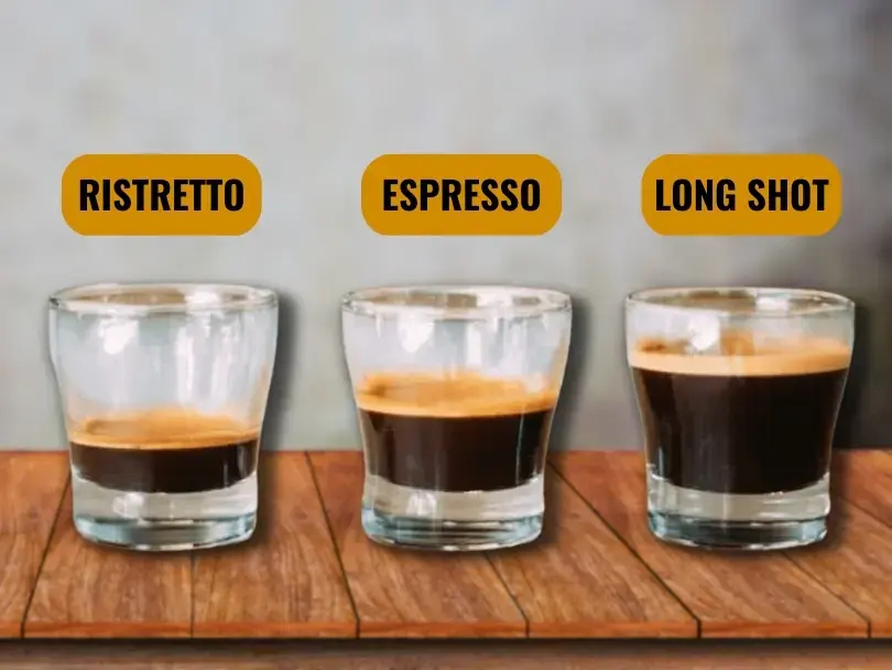 Ristretto, espresso and longo ریسترتو، اسپرسو و لانگو